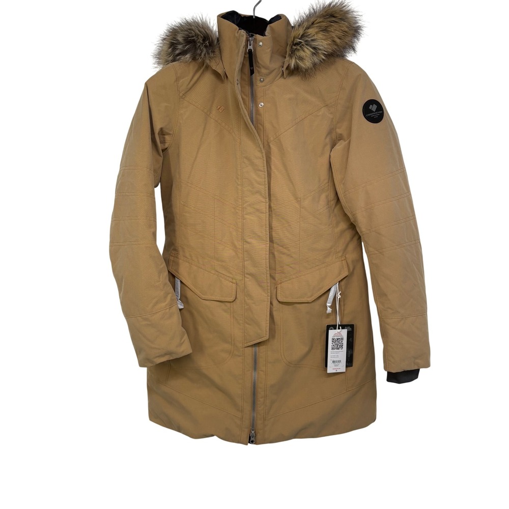 Obermeyer Womens Sojourner Down Ski Parka Jacket Size 6 Faux Fur Hood 600 FP